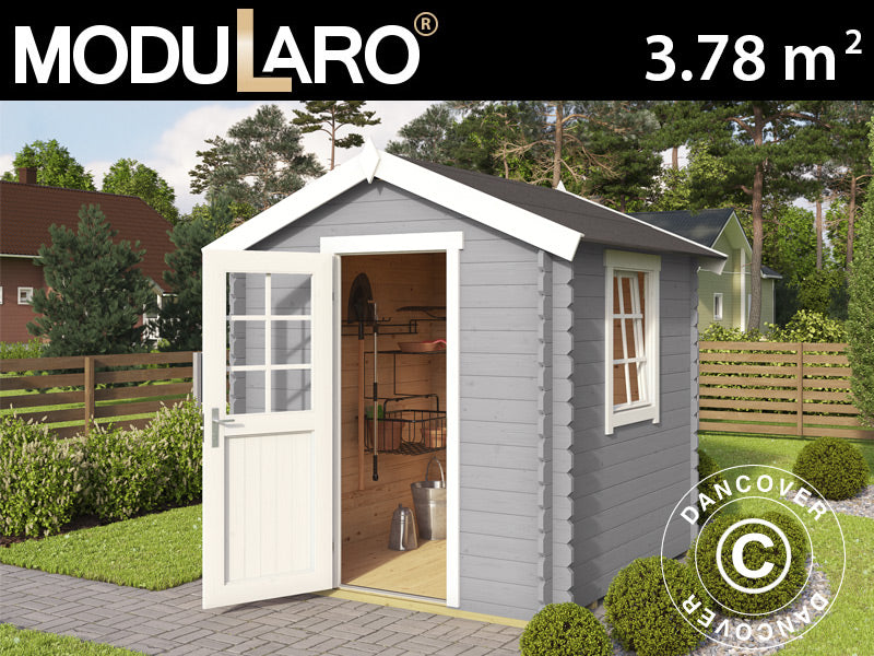 Wooden Shed Lyon 2x2x2.34 m, 28 mm, 3.78 m², Light Grey
