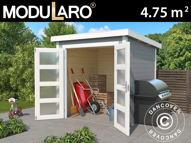 Wooden Shed Torrent 2x2.5x2.11 m, 28 mm, 4.75 m², Light Grey