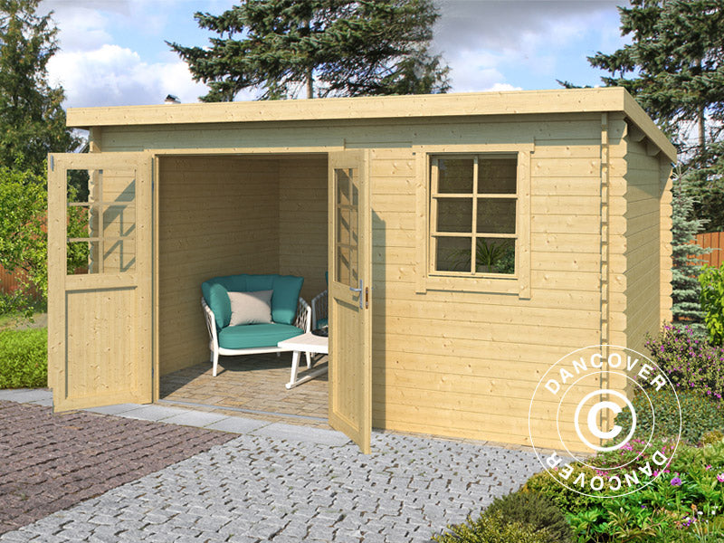 Wooden Shed Asker 3.8x2.3x2.11 m, 28 mm, 8.4 m², Natural