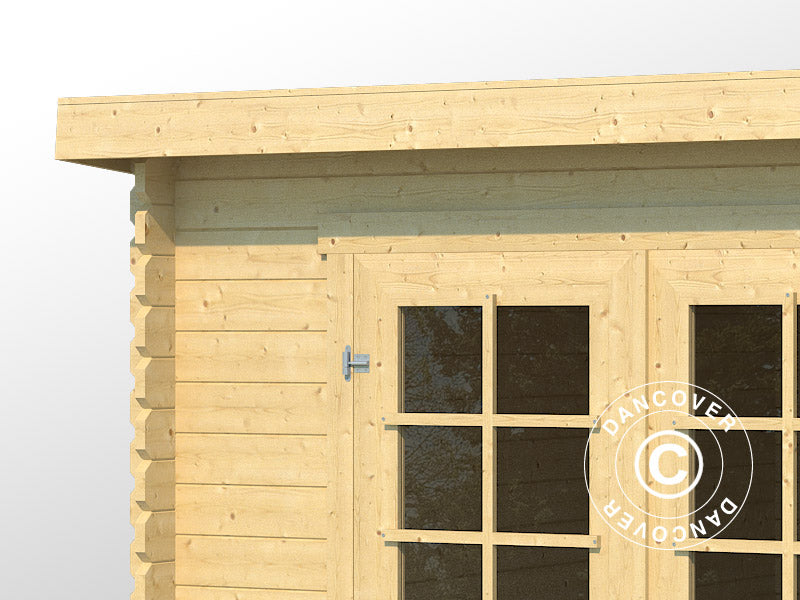Wooden Shed Asker 3.8x2.3x2.11 m, 28 mm, 8.4 m², Natural