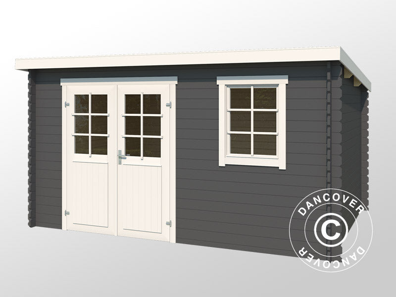 Wooden Shed Asker 3.8x2.3x2.11 m, 28 mm, 8.4 m², Dark Grey