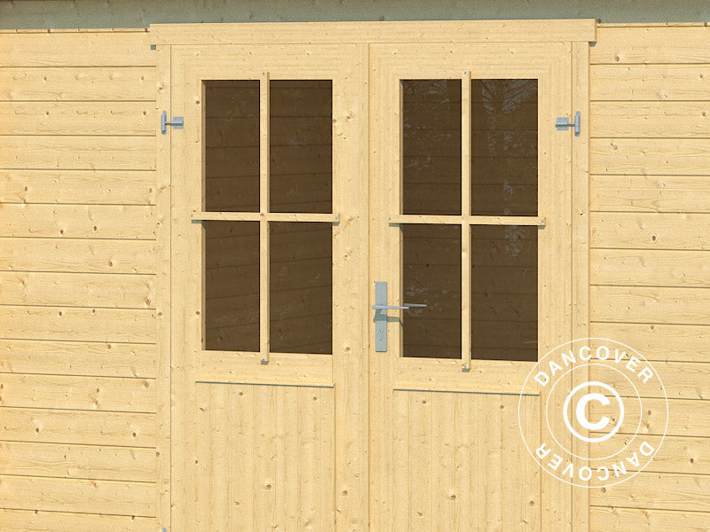 Wooden Shed Tartu w/ overhang 4.81x2.92x2.11 m, 28 mm, 13.6 m², Natural