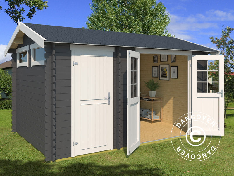 Wooden Shed Narva 3.8x2.5x2.39 m, 28 mm, 9.3 m², Dark Grey