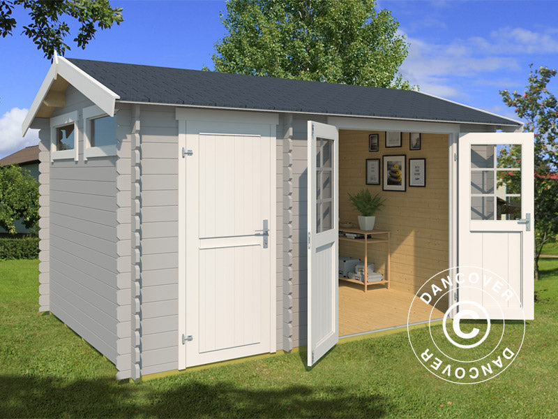 Wooden Shed Narva 3.8x2.5x2.39 m, 28 mm, 9.3 m², Light Grey