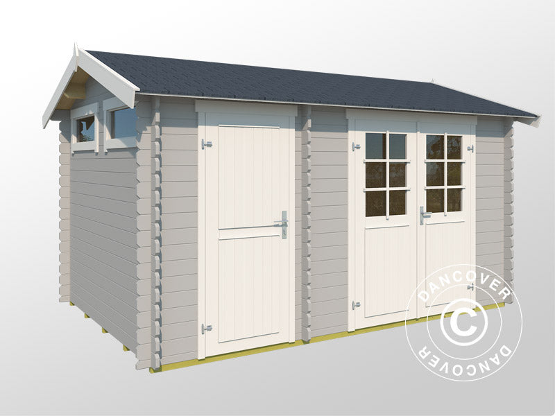 Wooden Shed Narva 3.8x2.5x2.39 m, 28 mm, 9.3 m², Light Grey