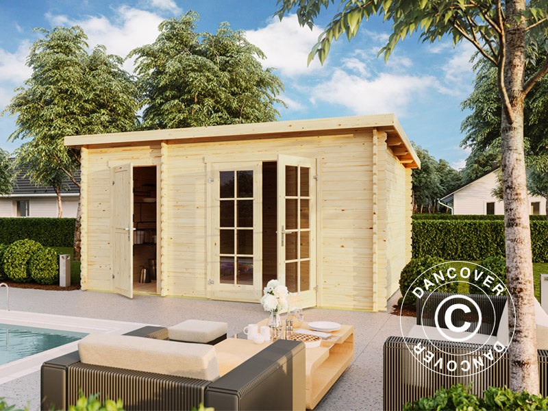 Wooden Shed, cabin Riga 4.25x2.8x2.22 m, 34 mm, 11.3 m², Natural