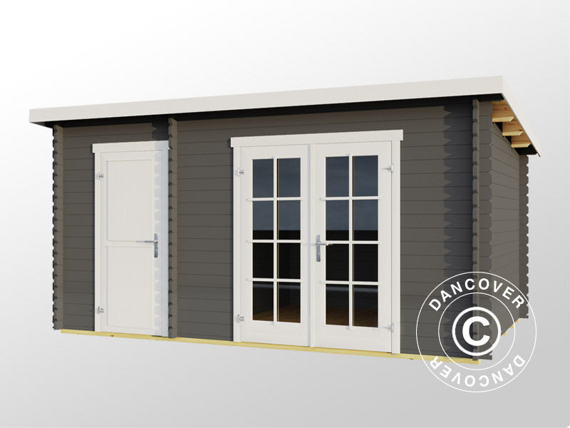 Wooden Shed, cabin Riga 4.25x2.8x2.22 m, 34 mm, 11.3 m², Dark Grey