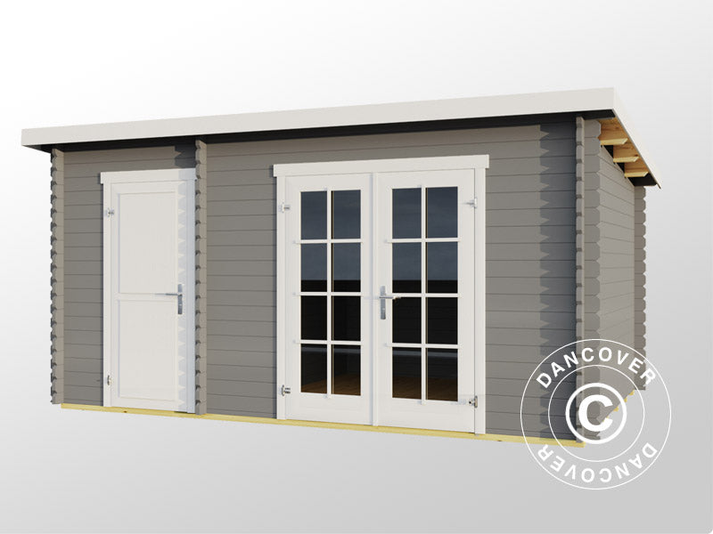 Wooden Shed, cabin Riga 4.25x2.8x2.22 m, 34 mm, 11.3 m², Light Grey