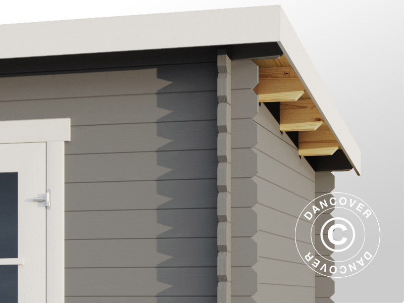 Wooden Shed, cabin Riga 4.25x2.8x2.22 m, 34 mm, 11.3 m², Light Grey