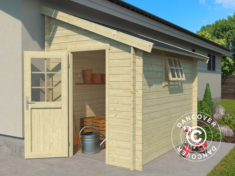 Wooden Lean-to Shed Vanda 1.8x2.75x2.68 m, 28 mm, 4.7 m², Natural