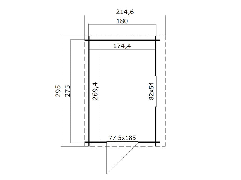 Wooden Lean-to Shed Vanda 1.8x2.75x2.68 m, 28 mm, 4.7 m², Dark Grey