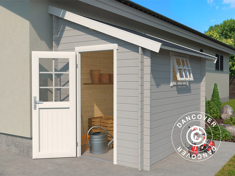 Wooden Lean-to Shed Vanda 1.8x2.75x2.68 m, 28 mm, 4.7 m², Light Grey