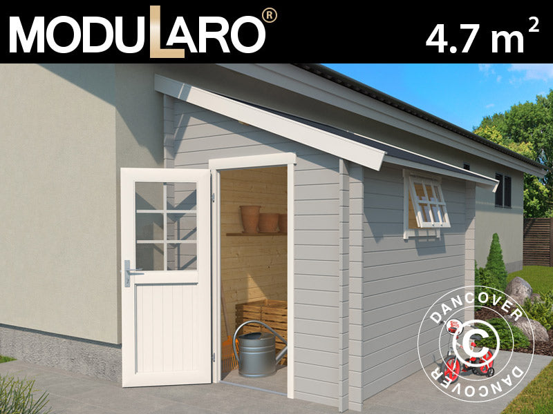Wooden Lean-to Shed Vanda 1.8x2.75x2.68 m, 28 mm, 4.7 m², Light Grey