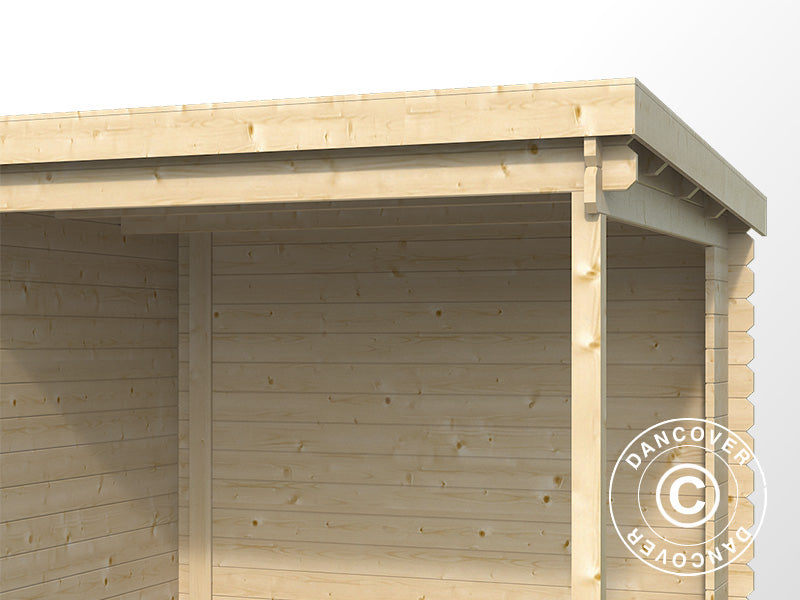 Wooden Shed Lahti w/overhang 4.24x2.2x2 m, 28 mm, 8.9 m², Natural