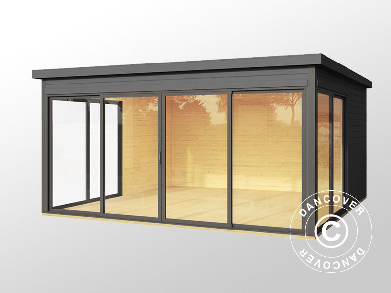 Wooden Cabin Genova, 4.18x4.18x2.39 m, 44 mm, Dark Grey