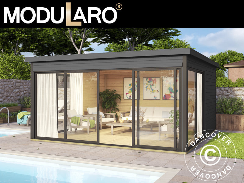 Wooden Cabin Genova, 4.18x4.18x2.39 m, 44 mm, Dark Grey