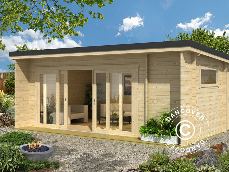 Wooden Cabin Milano, 6.08x3.9x2.45 m, 44 mm, Natural