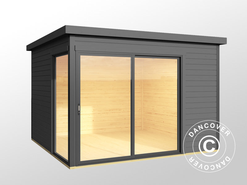 Wooden Cabin Set Geneva, 3x3x2.39 m, 44 mm Dark Grey