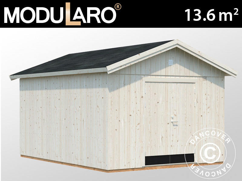Wooden shed w/floor, 3.3x4.52x2.96 m, 13.6 m², Natural