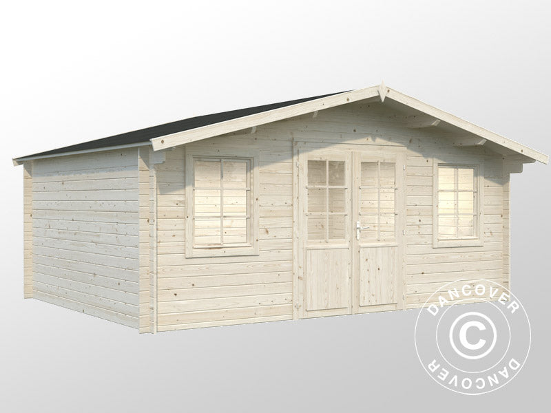 Wooden Cabin w/floor, 5.04x3.8x2.45 m, 17 m², Natural