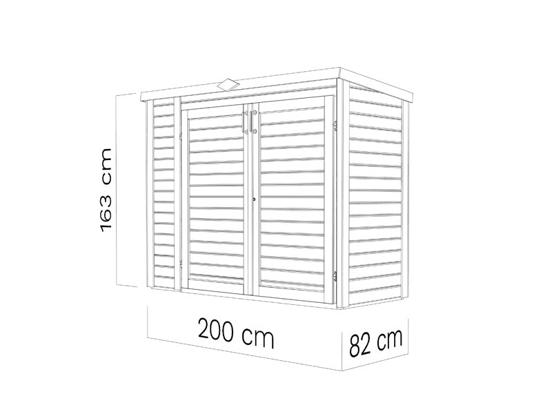 Wooden bike shed, Bertilo Multibox3, 2x0.82x1.63 m, 1.6 m²