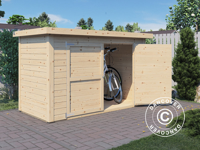 Wooden bike shed, Bertilo Wallstore Velo, 2.06x1.02x1.35 m, 2.1 m², Natural