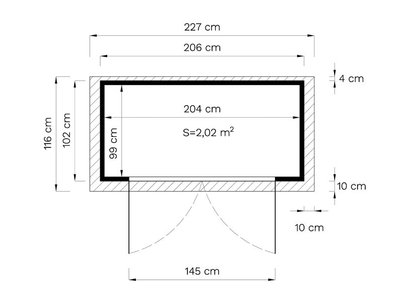 Wooden bike shed, Bertilo Wallstore Velo, 2.06x1.02x1.35 m, 2.1 m², Natural