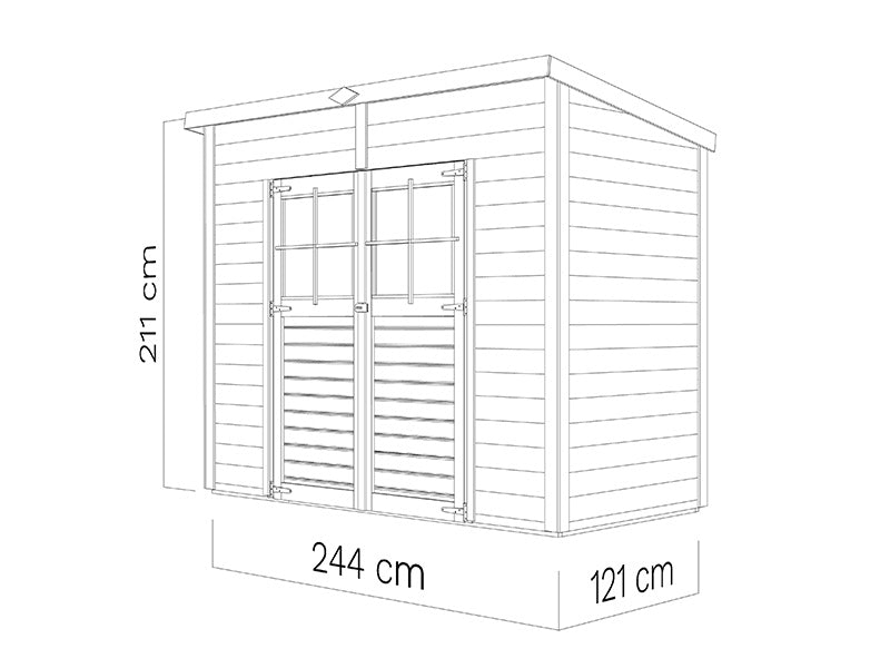 Wooden Shed, Bertilo Alster 2, 2.44x1.21x2.11 m, 2.96 m²