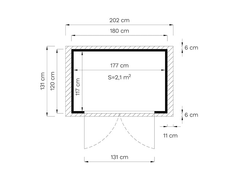 Wooden Shed, Bertilo Sylt 1, 1.8x1.2x2.25 m, 2.16 m²