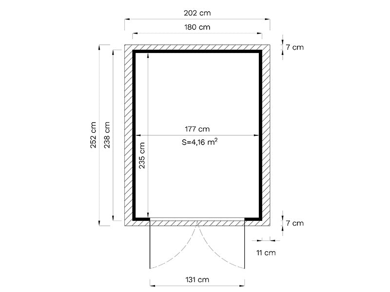 Wooden Shed, Bertilo Sylt 3, 1.8x2.38x2.25 m, 4.28 m²