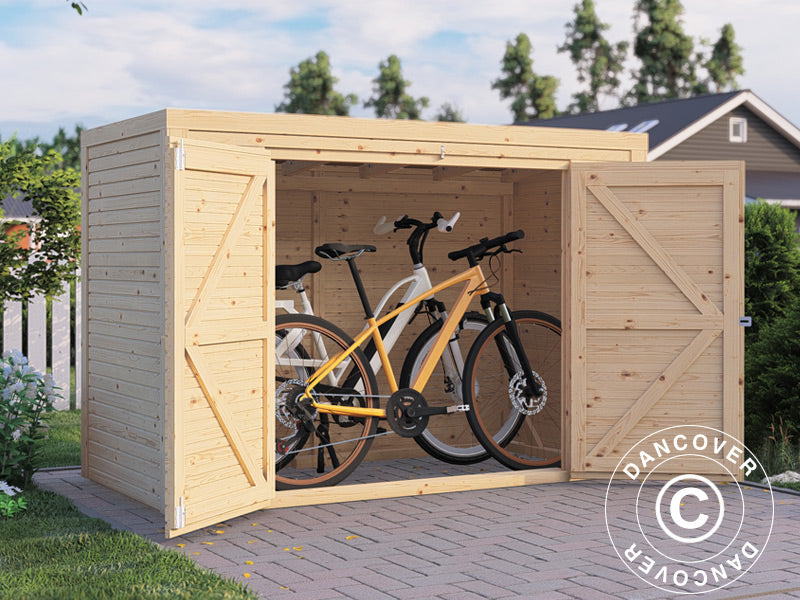 Wooden Bike Shed, Bertilo Box Bike, 2.07x1.03x1.43 m, 2.1 m², Natural